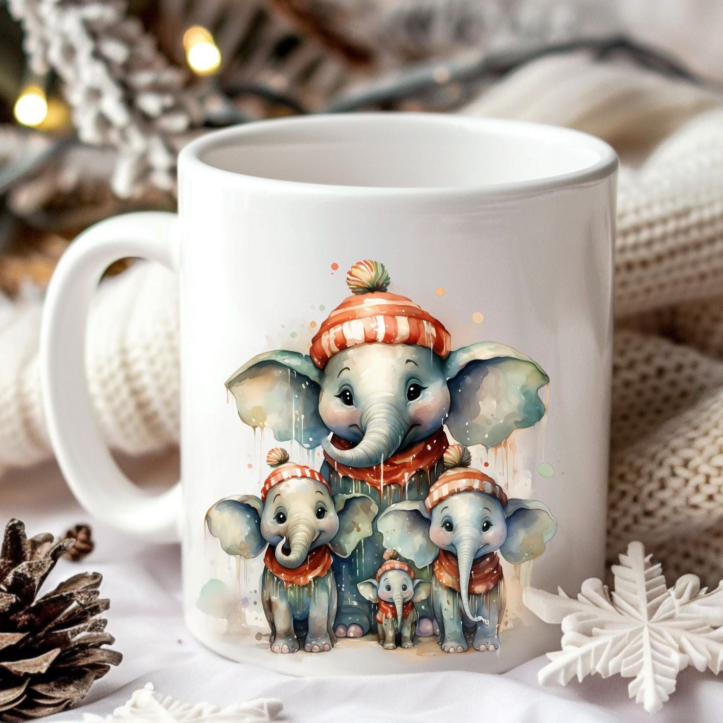 Mug famille éléphants 2 - Collection Noël