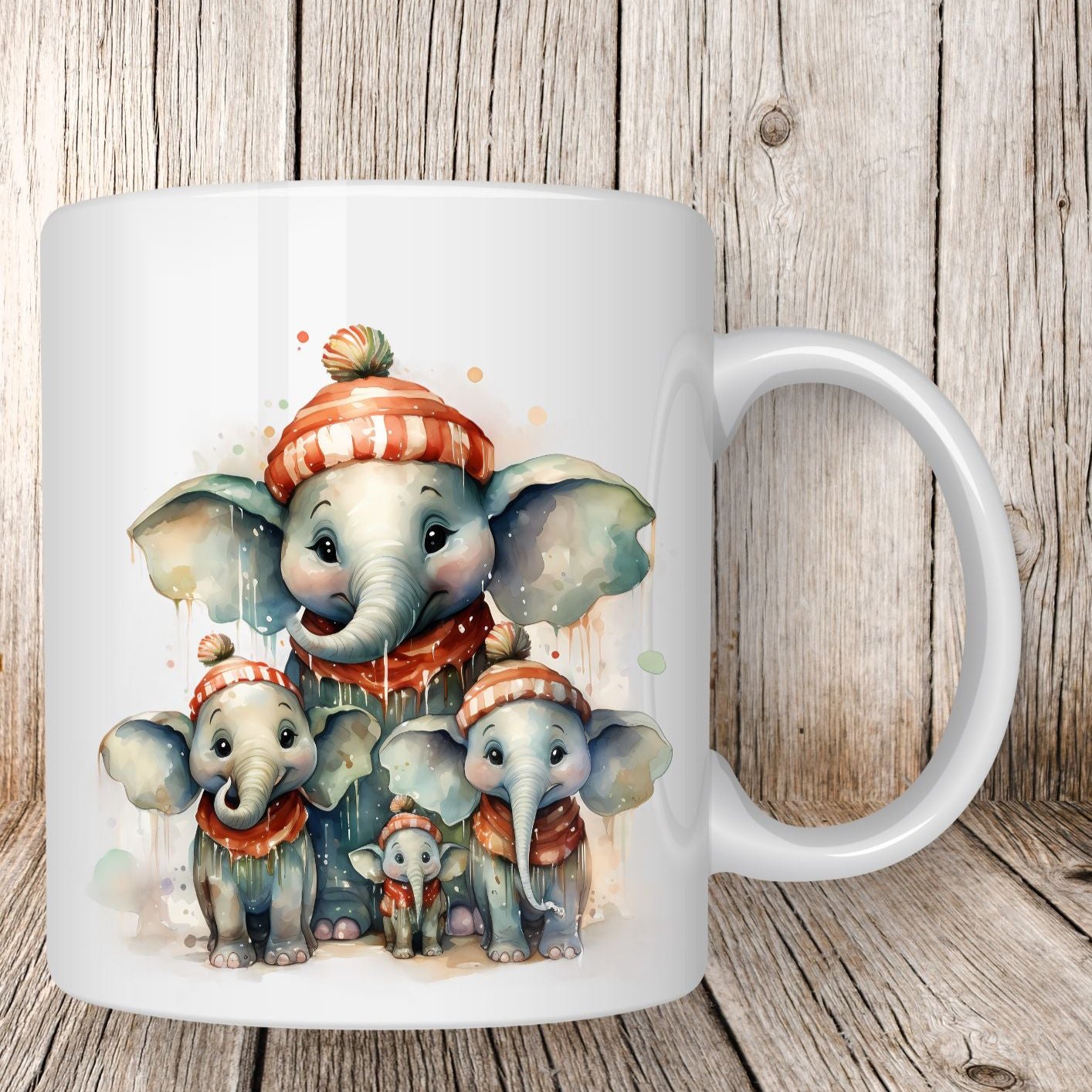 Mug famille éléphants 2 - Collection Noël