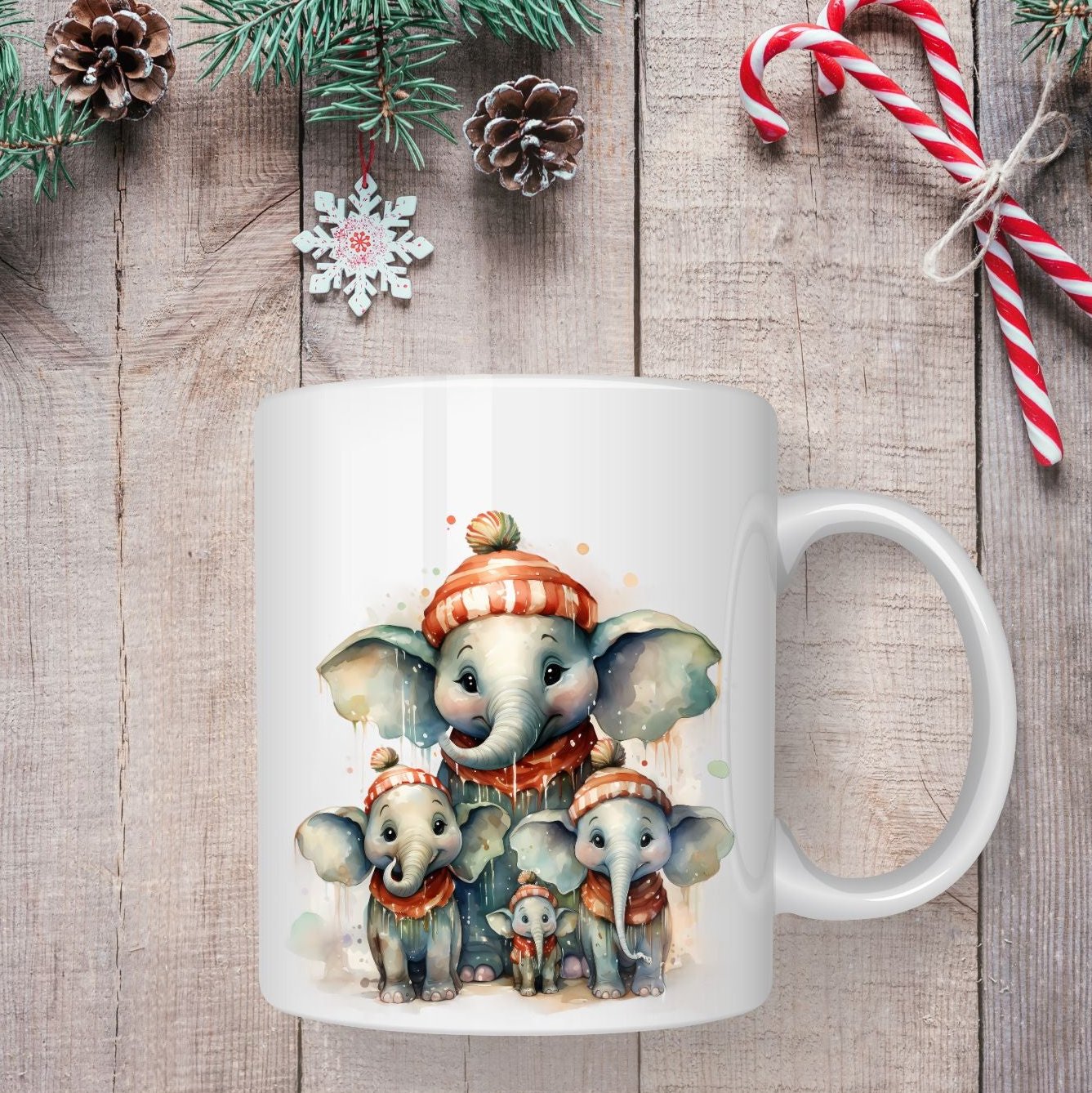 Mug famille éléphants 2 - Collection Noël