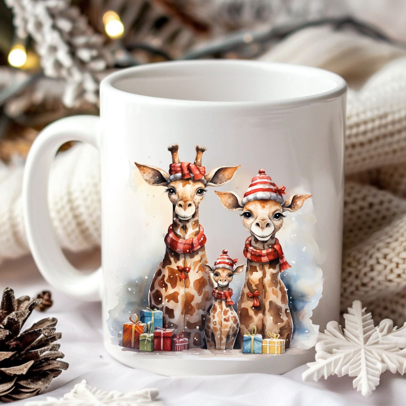 Mug famille girafes - Collection Noël