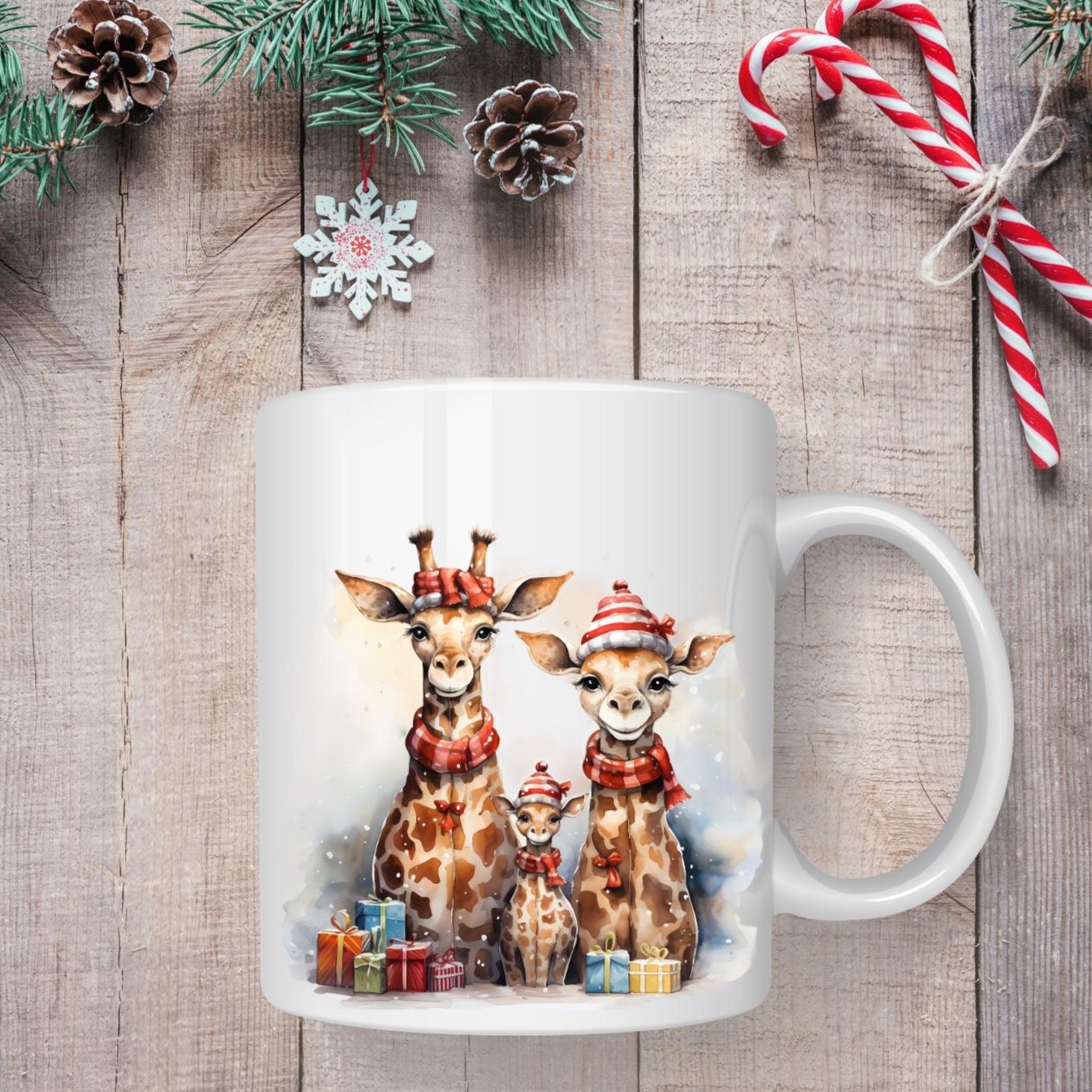 Mug famille girafes - Collection Noël