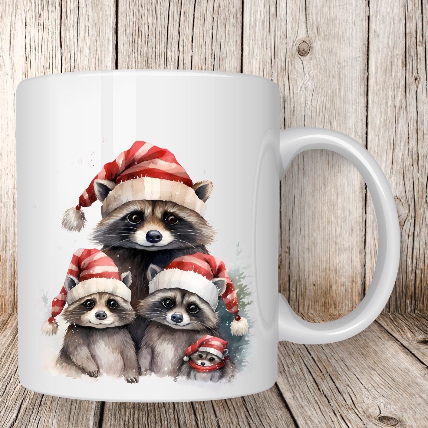 Mug famille ratons laveurs 1 - Collection Noël