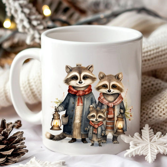 Mug famille ratons laveurs 2 - Collection Noël