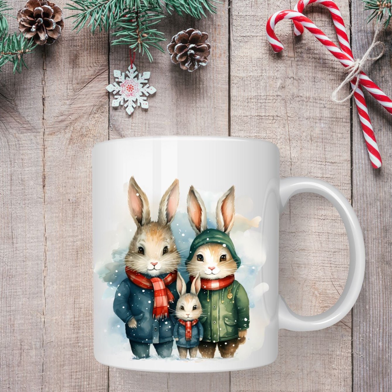 Mug famille lapins 1 - Collection Noël