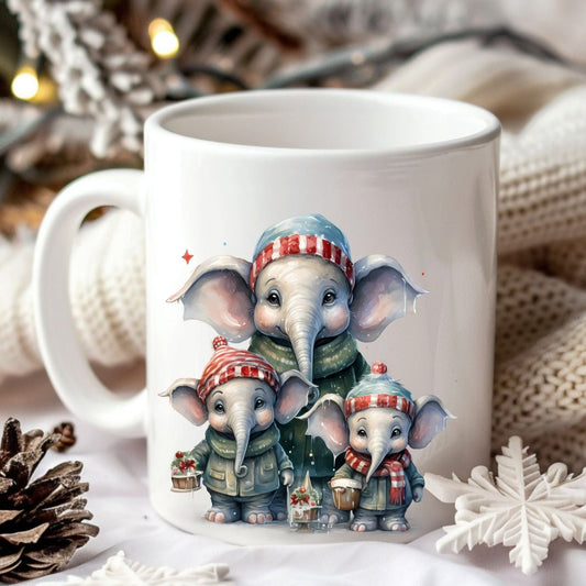 Mug famille éléphants 1 - Collection Noël