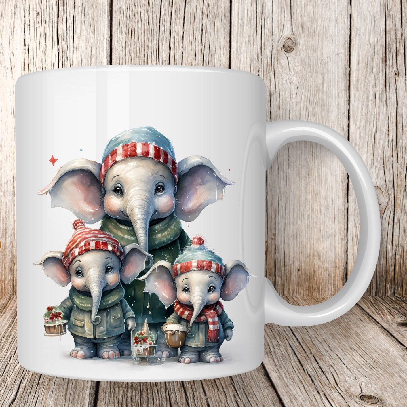 Mug famille éléphants 1 - Collection Noël