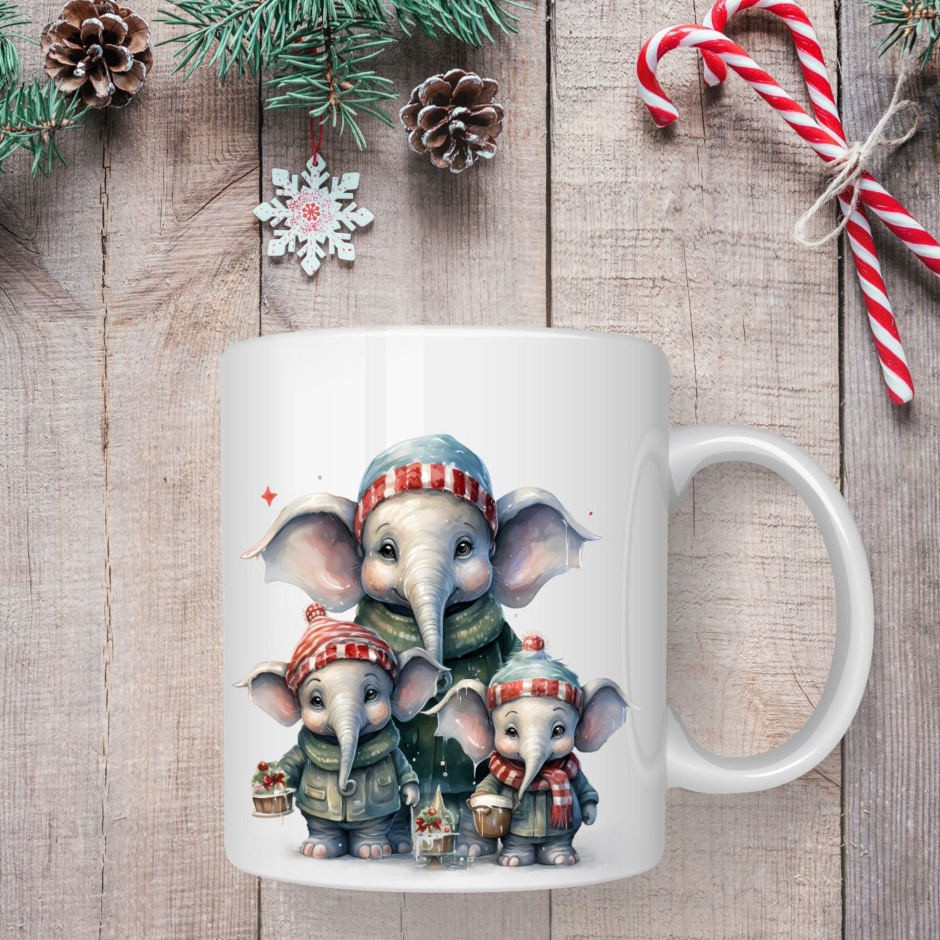 Mug famille éléphants 1 - Collection Noël