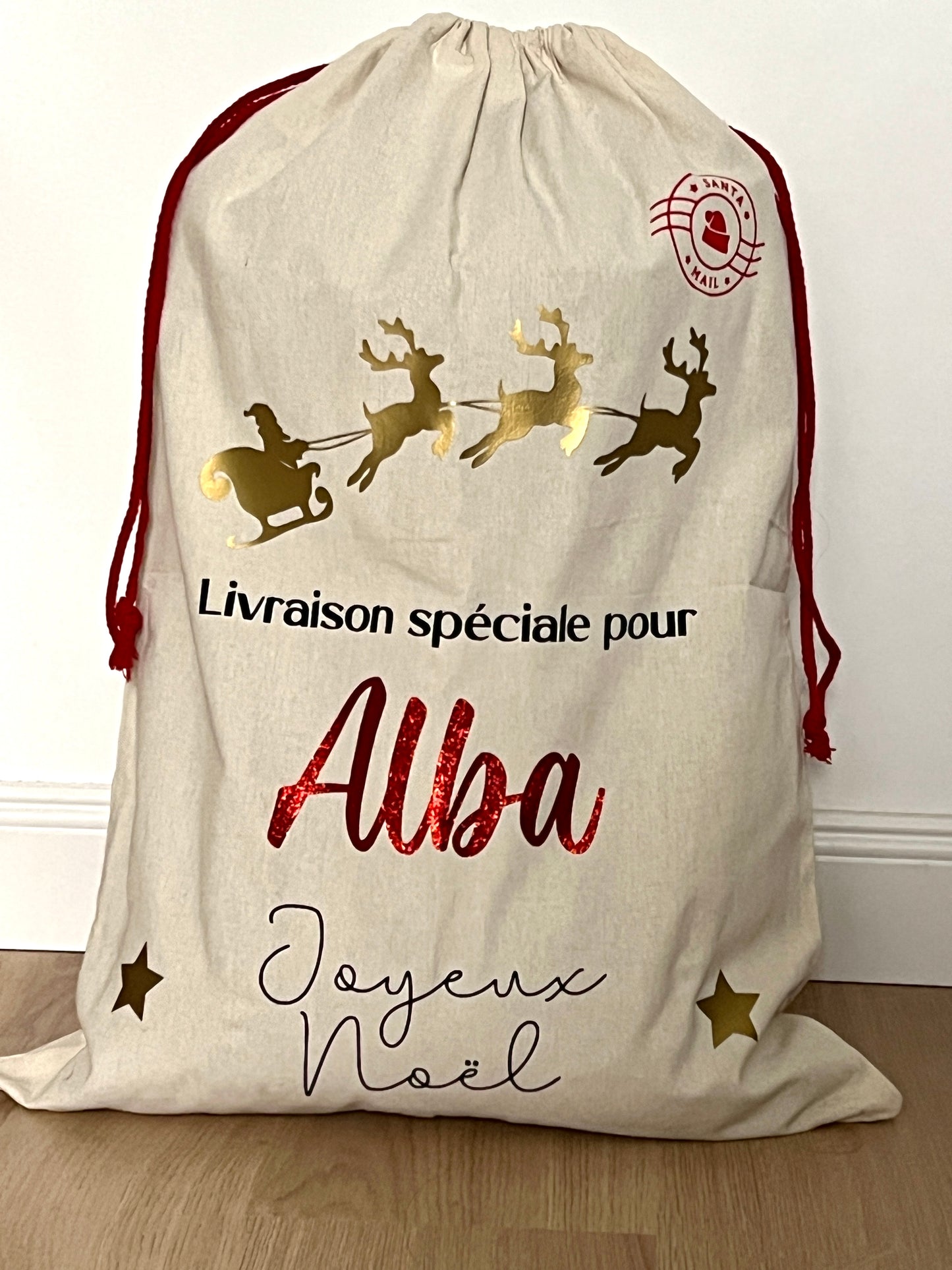 Hotte de Noël en tissu personnalisée XXL / sac à cadeaux